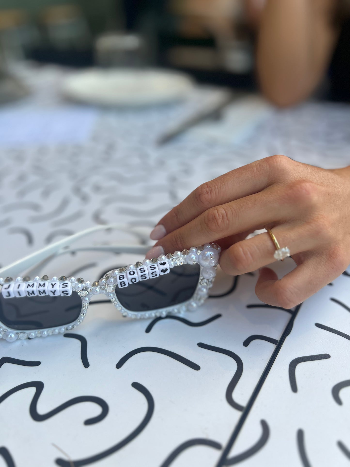 Square Edge Rhinestone Sunglasses | By Han